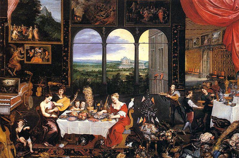Jan Brueghel The Elder The Senses of Hearing, Touch and Taste Spain oil painting art